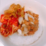 ネギ納豆のキムチ&ザーサイ丼